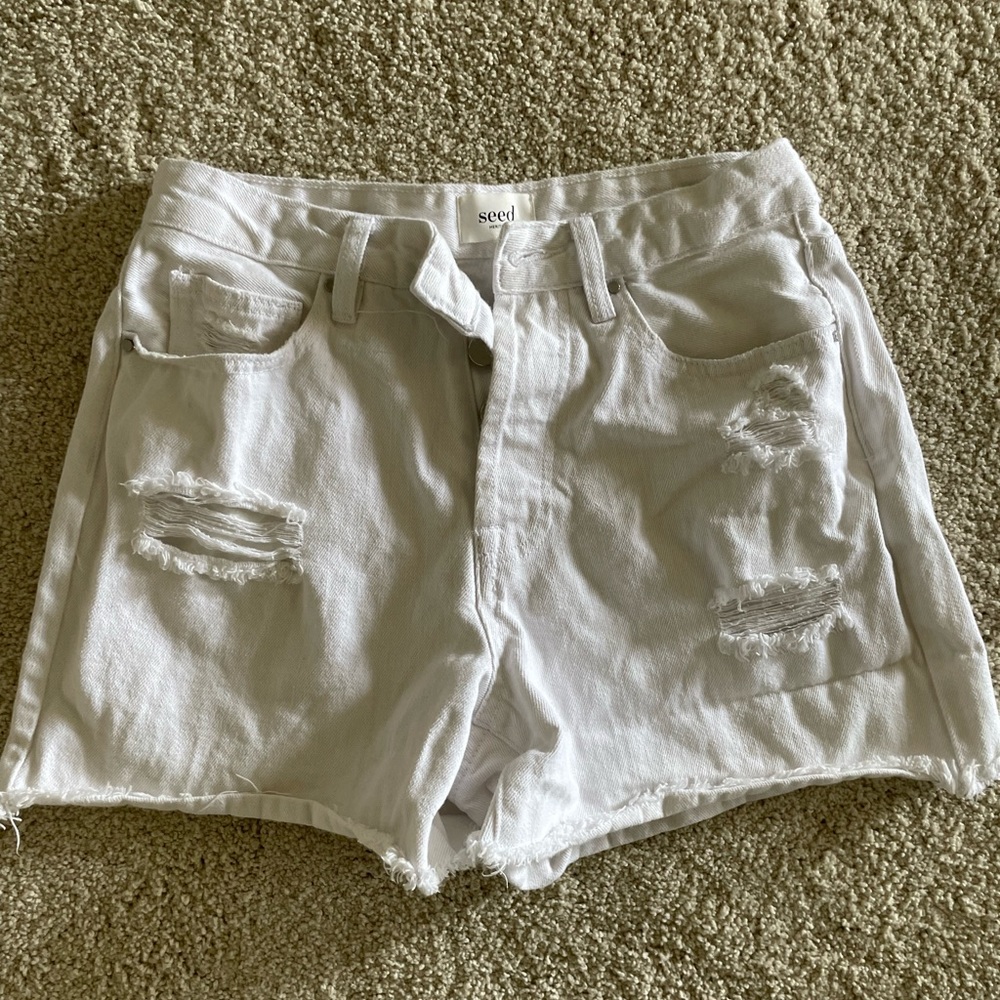 Seed white distressed denim shorts, Aus 8/US 4